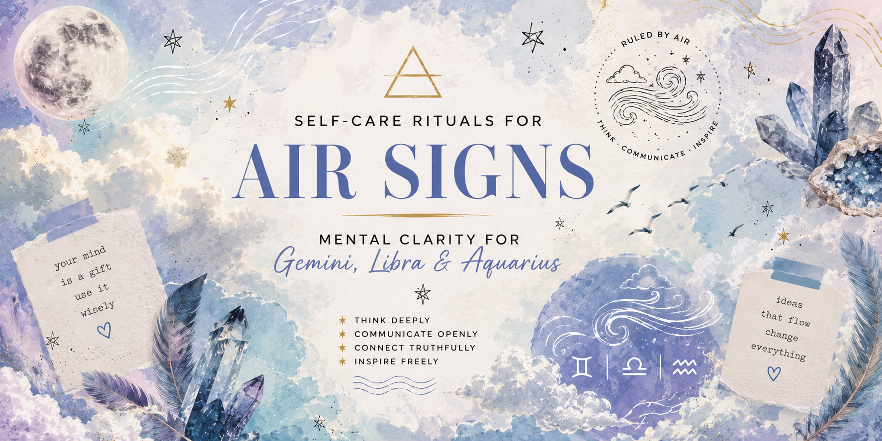 Self-Care Rituals for Air Signs: Mental Clarity for Gemini, Libra & Aquarius