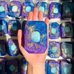 Spirit of Eternity soap by Crystal Bar Studio featuring an opalite crystal, handcrafted vegan bar soap scented in coconut and mango for tropical serenity and clarity.